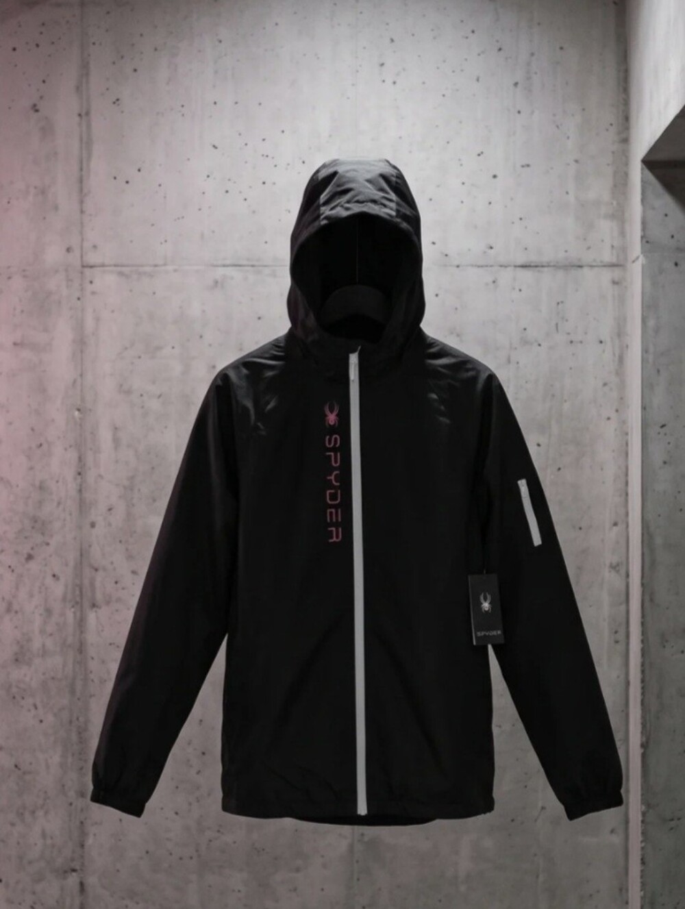 Spyder Black Hooded Rain Shell with Red Logo